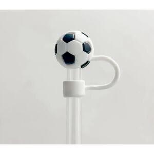 White and Black Soccer ball Straw Covers
